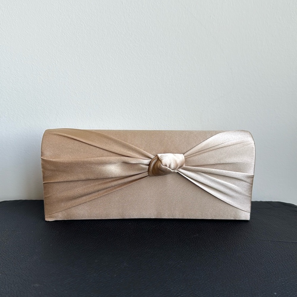 Gold Tan Satin Clutch